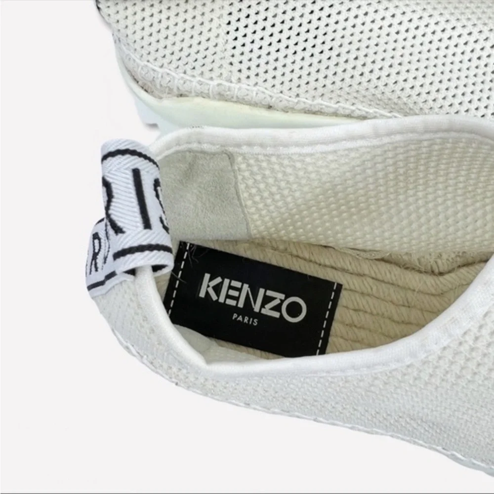 KENZO K-lastic Espadrilles Sneakers Platform Mesh Of White Ivory Size 37   5.5